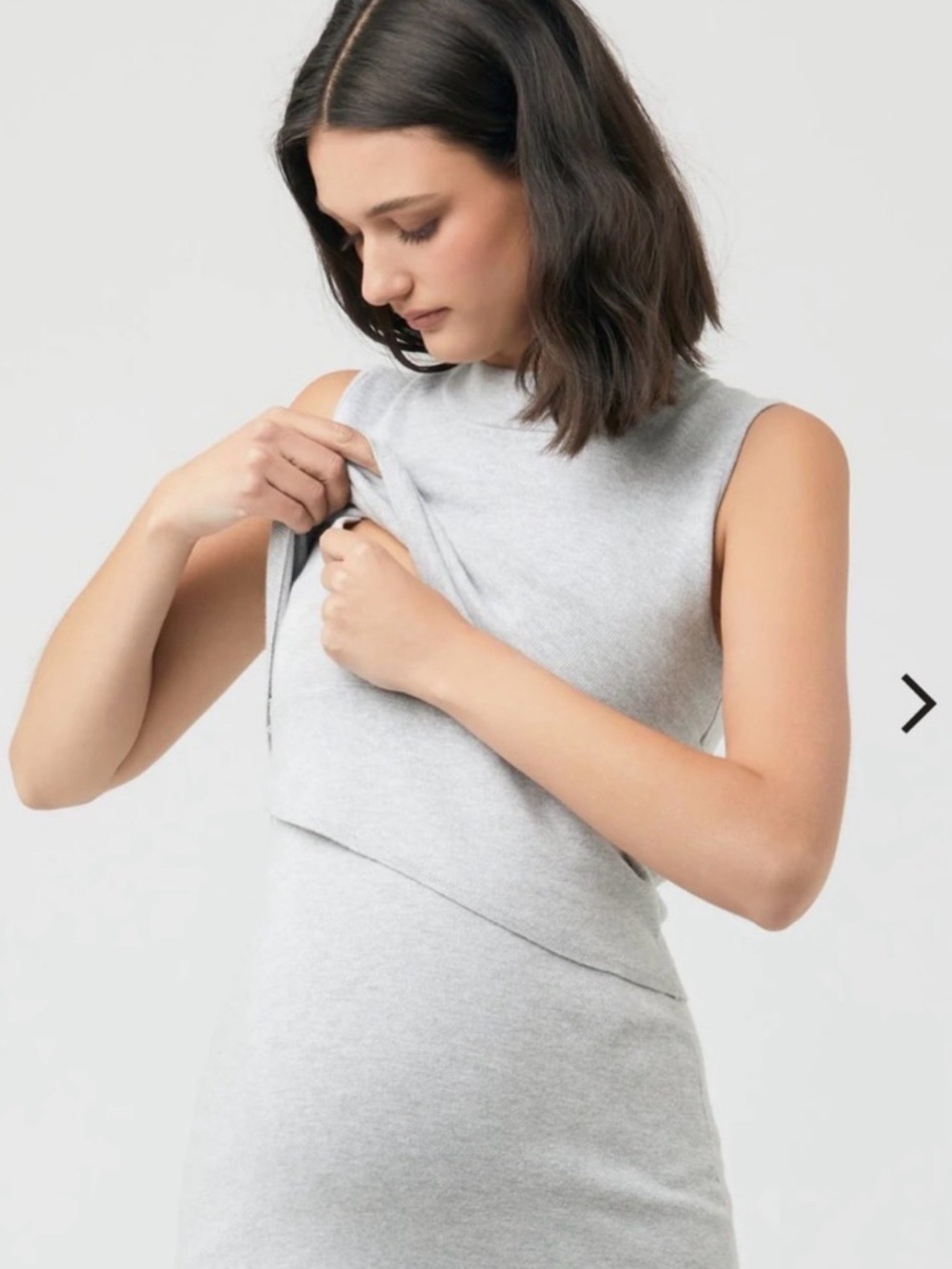 Ripe Sz L Maternity Light Gray Sleeveless Knit Midi Dress - Picture 3 of 8